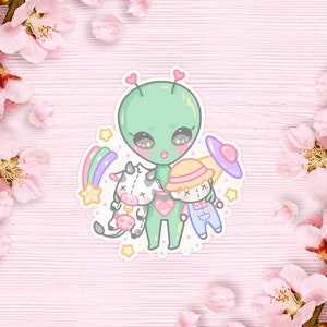 Kawaii Alien Cryptid Sticker | Mothman, Alien, Flatwoods Monster, Nessie, Bigfoot, Nightcrawlers