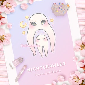Kawaii Nightcrawlers Cryptid Print | Mothman, Alien, Flatwoods Monster, Nessie, Bigfoot, Nightcrawlers