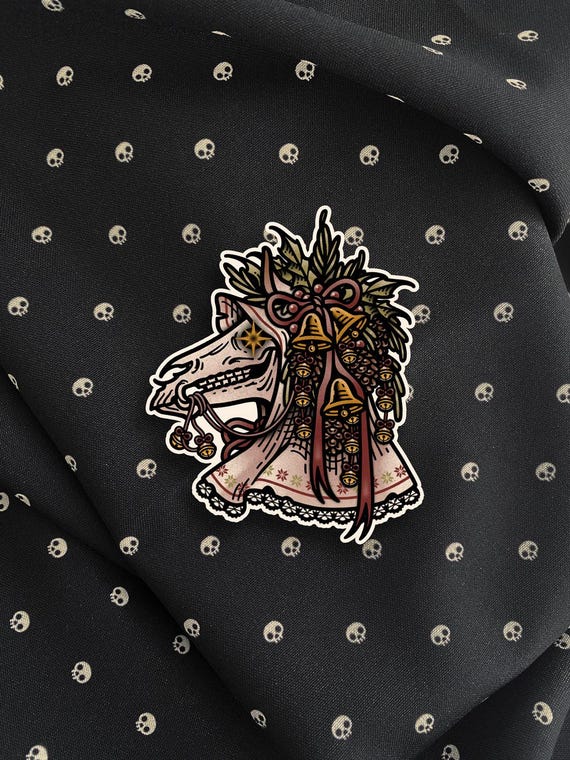 Mari Lwyd Sticker | Welshfolklore, Yuletide, Wassailing, Folkart, Wiccan, Paganism, Occult, Winterfolklore, Witchy, Spooky