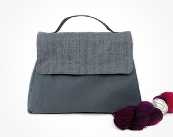XL project bag, project bag, knitting project bag, oilskin bag, handicraft bag, BIG Project Bag for knitting or crocheting, Anne