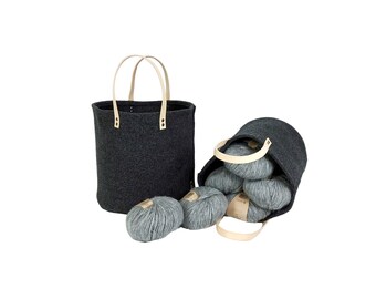 Felt bag, felt basket, felt utensil, project bag, project bag, knitting project bag, handicraft bag, knitting bag