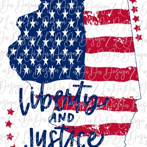 Liberty and Justice For All 4th Of Juli ILLINOIS Distressed Flag Rot Weiß Blau sterne PNG Digital Download