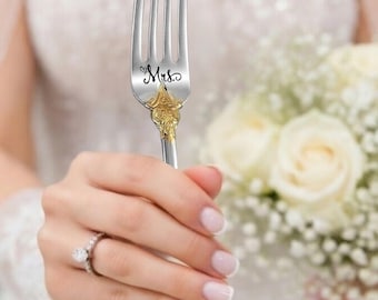 Personalized Wedding Forks | Laser Engraved | Anniversary Wedding Engagement | Gift for Couple | Set with Gift Box | Silver and Gold  Custom