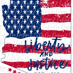 Liberty and Justice For All 4th Of July ARKANSAS Distressed Flag  Red White Blue and Stars    PNG Digital Download