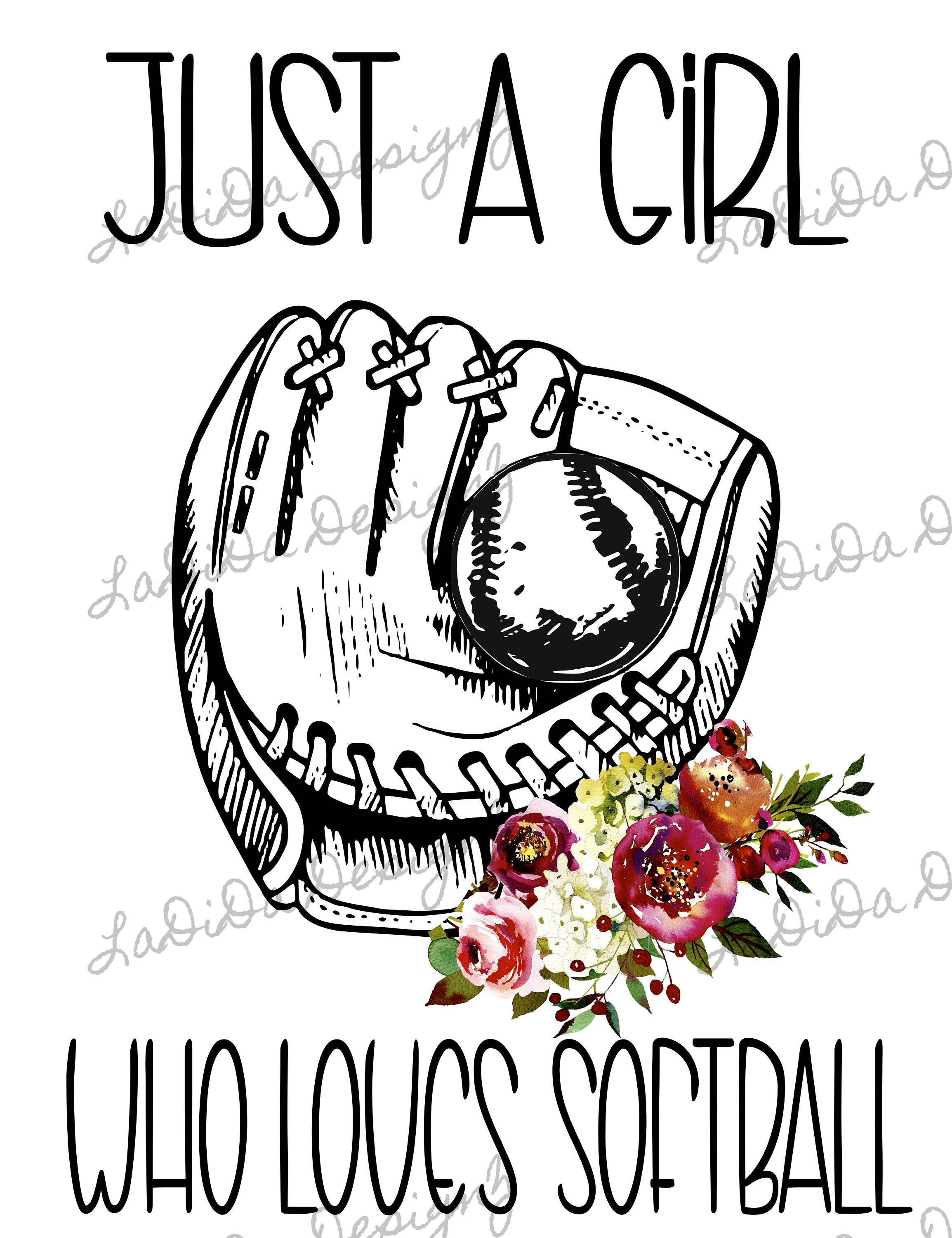 Just A Girl Who Loves Softball Burgundy Sublimation Transfer Floral