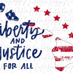 Liberty and Justice For All 4th Of July HAWAII Distressed Flag  Red White Blue and Stars   PNG Digital Download