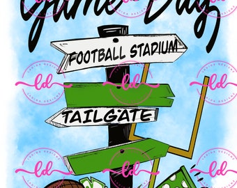 Spieltag Grün und Weiß Richtung Zeichen PNG Digital Download Tailgate Fußball Megaphon Pom Pom Ziel