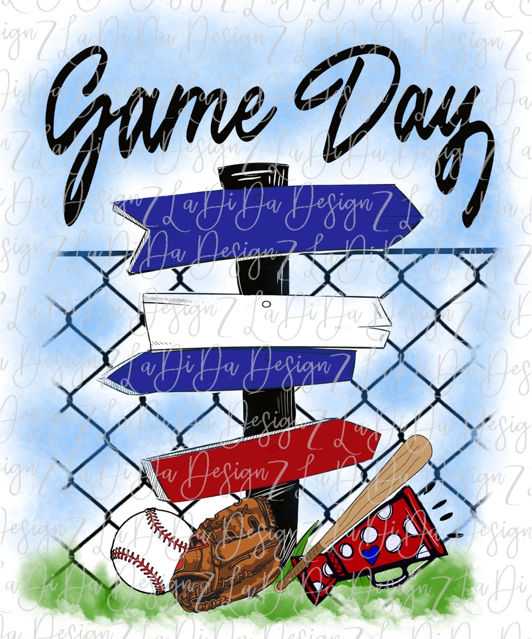 Game Day Red Blue White Baseball Direction Signs PNG Digital - Etsy