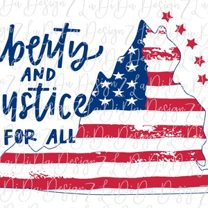 Liberty and Justice For All 4th VIRGINIA Distressed Flag Rot Weiß Blau Sterne PNG Digitaler Download