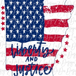 Liberty and Justice For All 4th Of July ARIZONA Distressed Flag   Red White Blue and Stars    PNG Digital Download