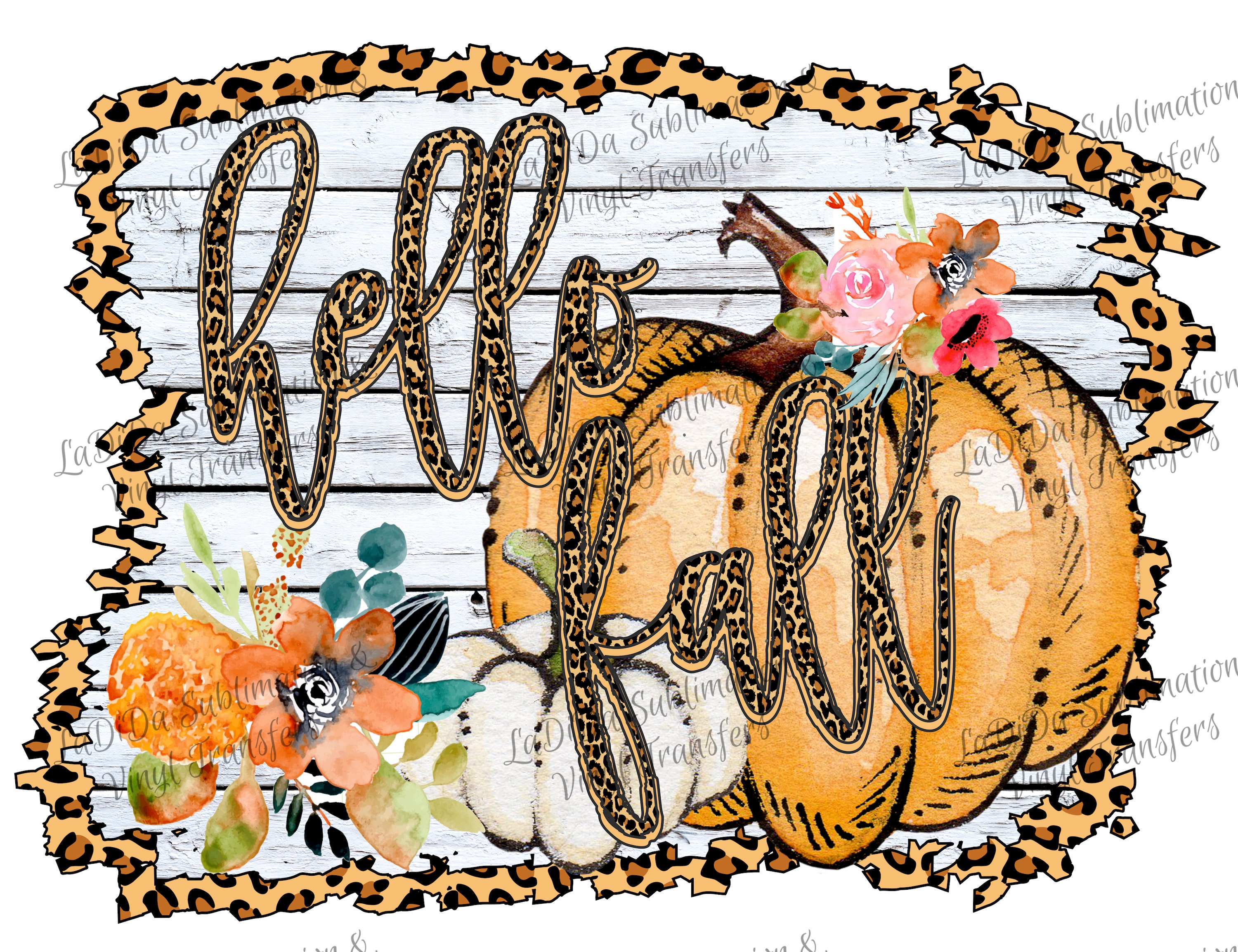 Hello Fall Leopard Wood Look Frame Pumpkin Fall ...
