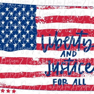 Liberty and Justice For All 4th Juli KANSAS Distressed Flag Rot Weiß Blau sterne PNG Digital Download