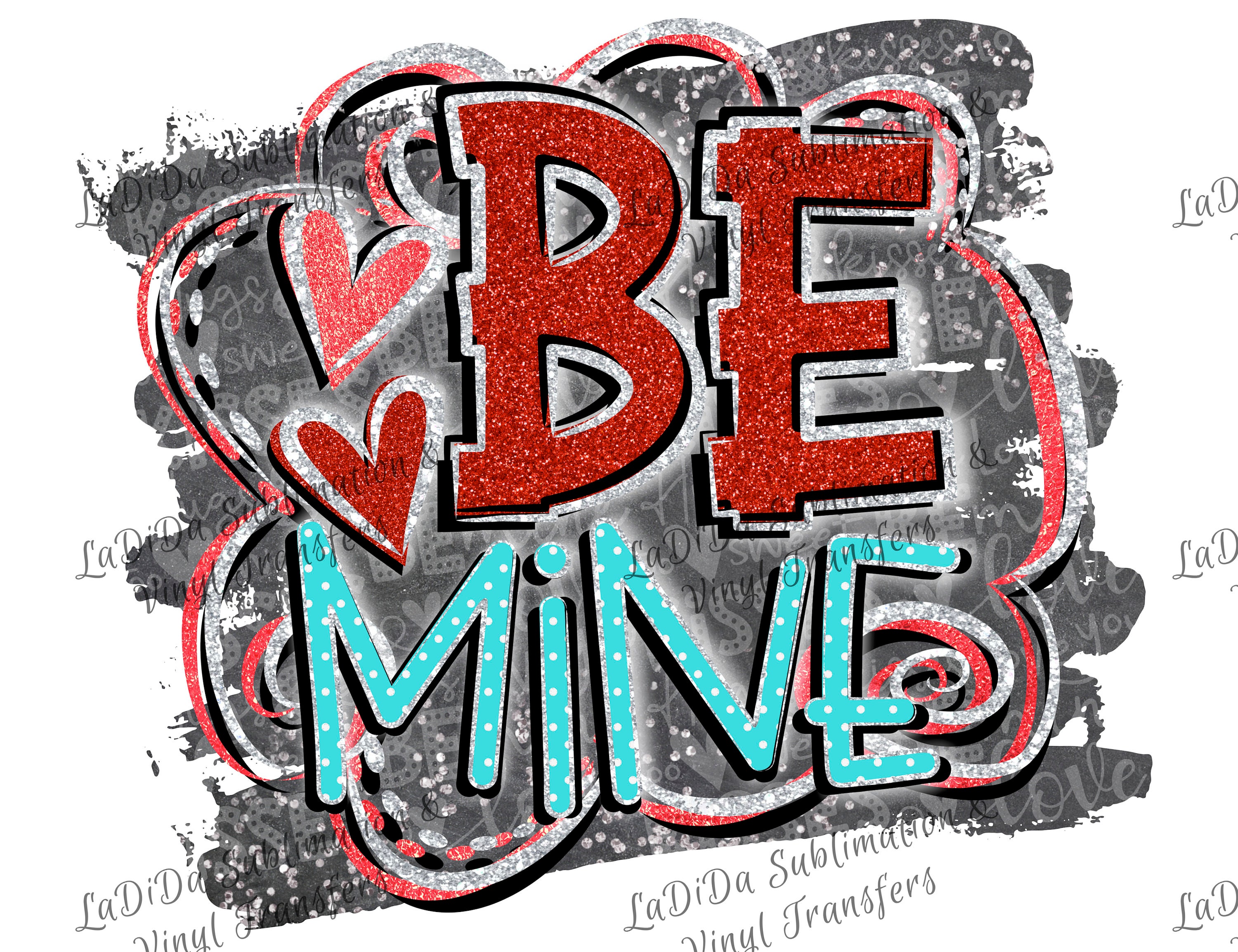 Download Be Mine Valentine Red Glitter with Hearts on Grey ...