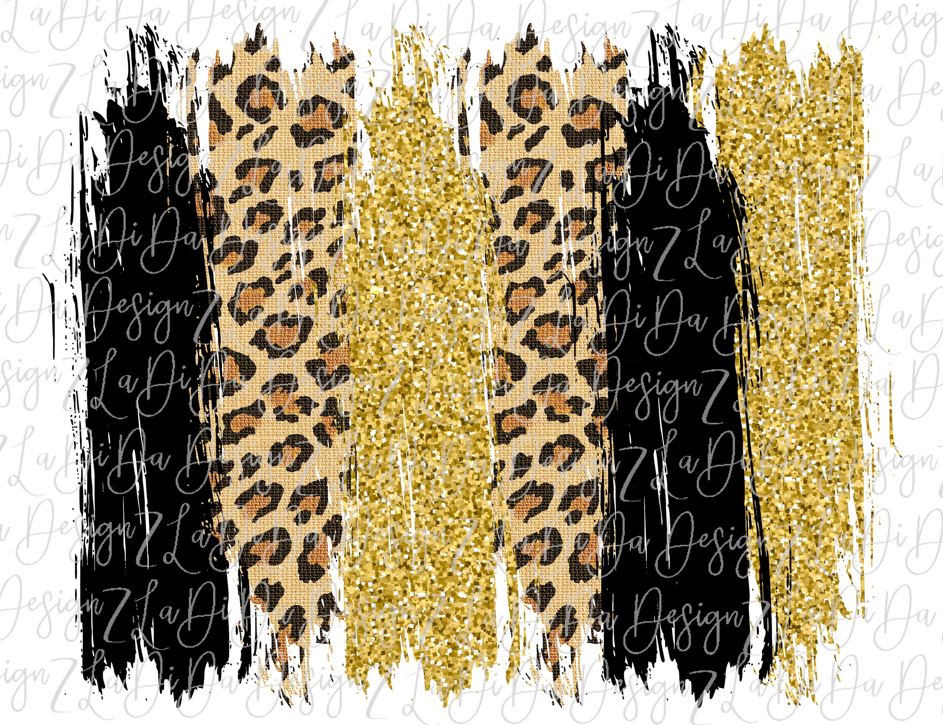Glitter and Leopard Brush Strokes Team Colors PNG PDF Digital Download