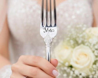 Personalized Wedding Forks | Laser Engraved | Mr. and Mrs.   | Gift for Couple | Set with Gift Box | Silver | Custom