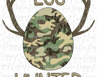 Egg Hunter Camo Egg with Antlers PNG DIGITAL Download Boy Easter