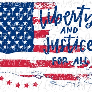 Liberty and Justice For All 4th Of Juli LOUISIANA Distressed Flag Rot Weiß Blau sterne PNG Digital Download