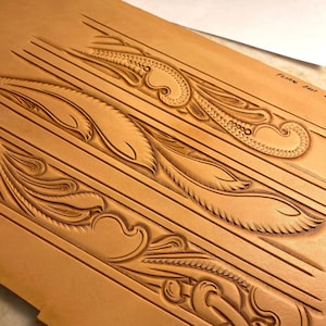 3x Leather belt tooling patterns / carving pattern / stencil. Floral themed belt pattern No. 3. PDF digital download