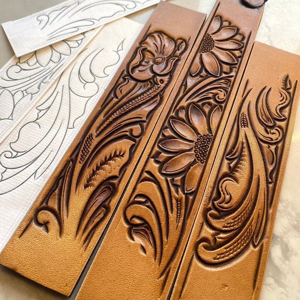 Sunflower Tooling Pattern Belt Etsy
