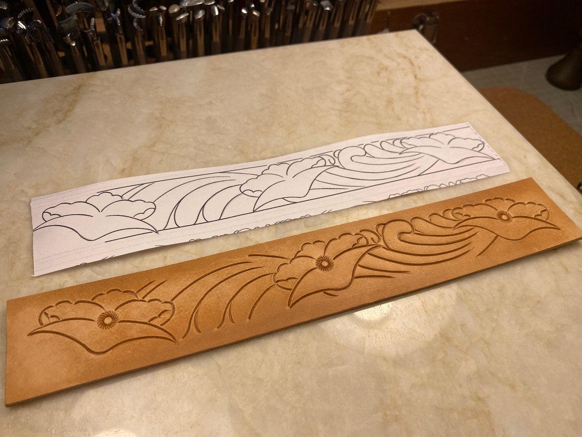 3x Leather Belt Tooling Patterns / Carving Pattern / Stencil. Etsy