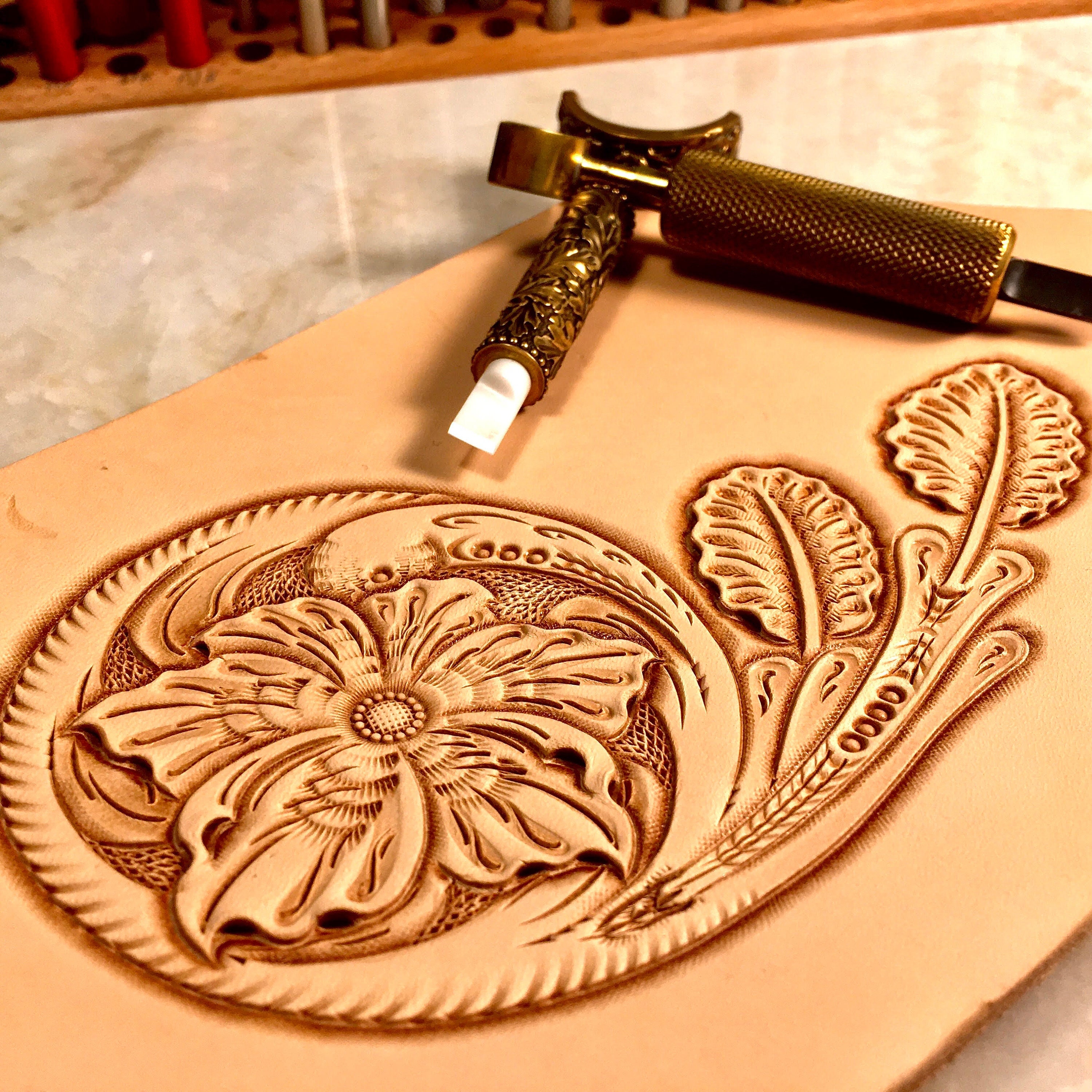 Leather Tooling / Carving Patterns / Stencils. Floral Corner Pattern in 6  Sizes. PDF Digital Download 