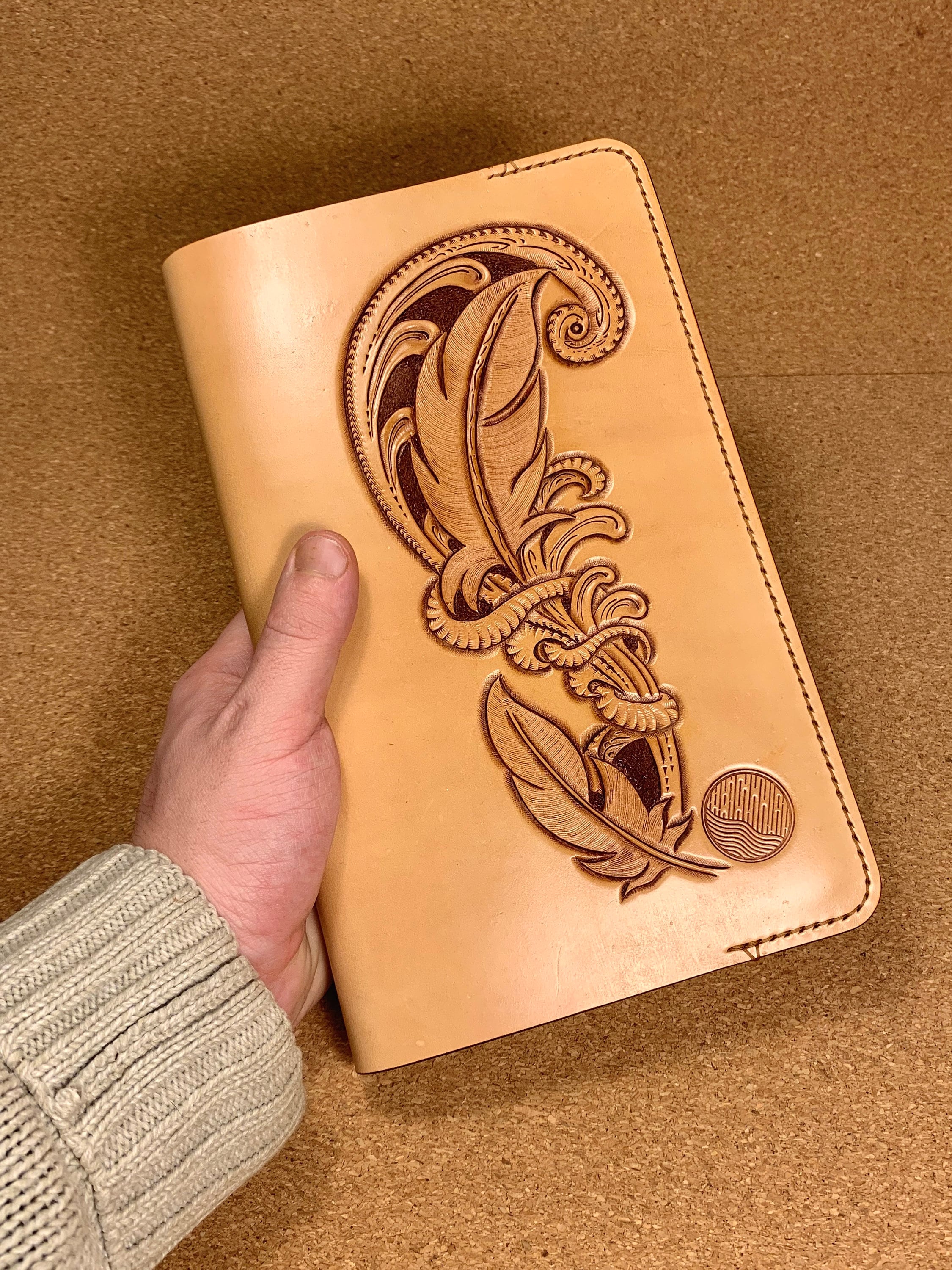 K Bar J Leather Tooled Notebook Holder