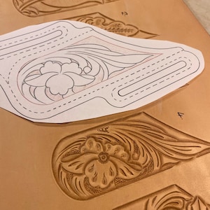 Pancake sheath 4. Leather tooling / carving Pattern / stencils. Floral pancake sheath. PDF digital download