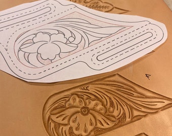 Pancake sheath 4. Leather tooling / carving Pattern / stencils. Floral pancake sheath. PDF digital download