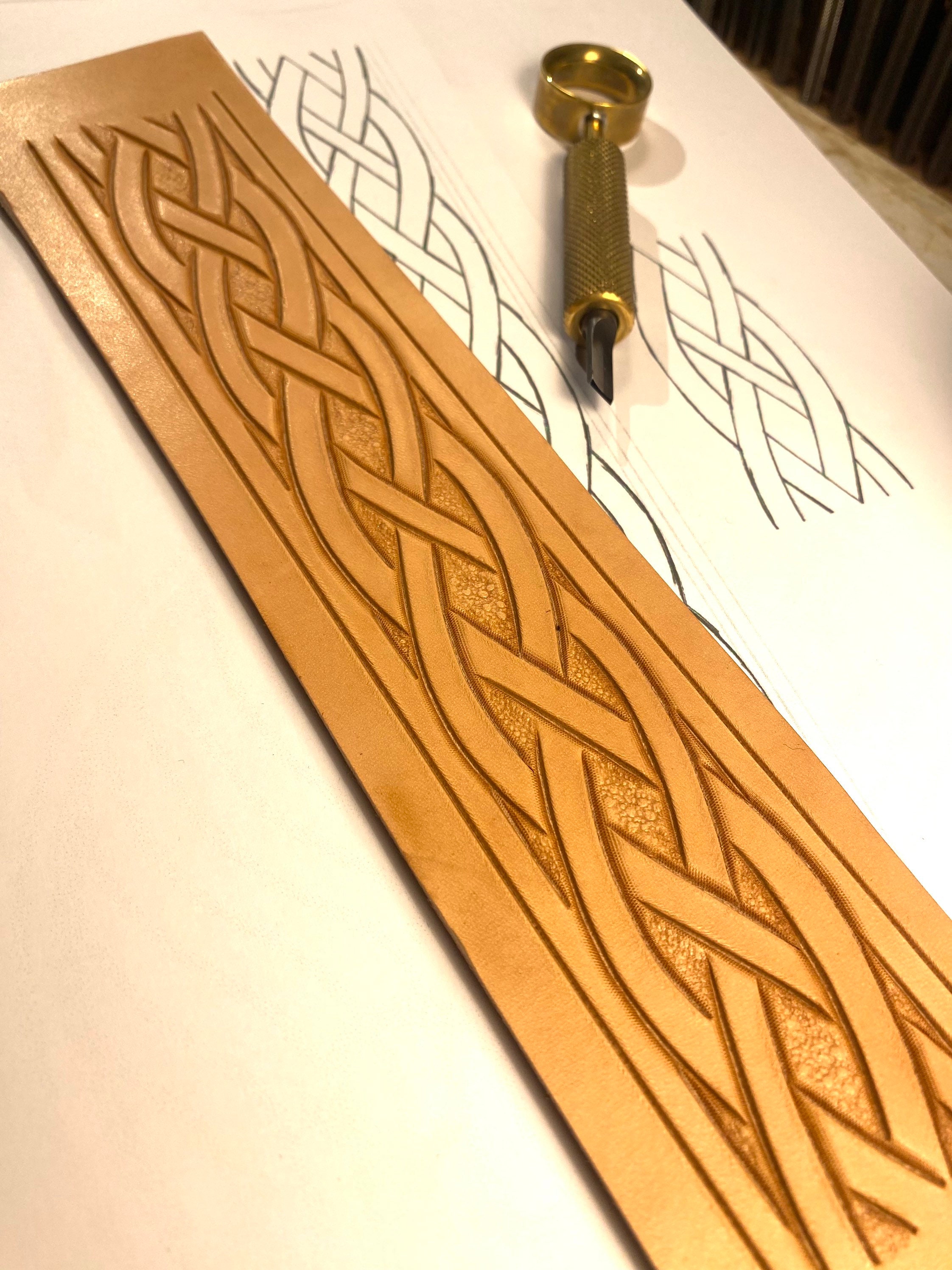 Leather Belt Tooling Pattern / Carving Pattern / Stencil. Celtic Knot /  Spiral Viking Themed Belt Pattern. PDF Digital Download -  Canada