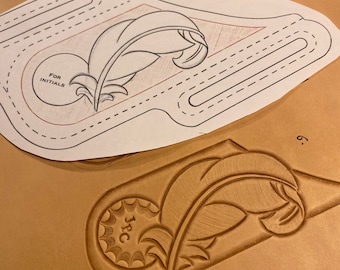 Pancake sheath 6. Leather tooling / carving Pattern / stencils. Feather pancake sheath. PDF digital download