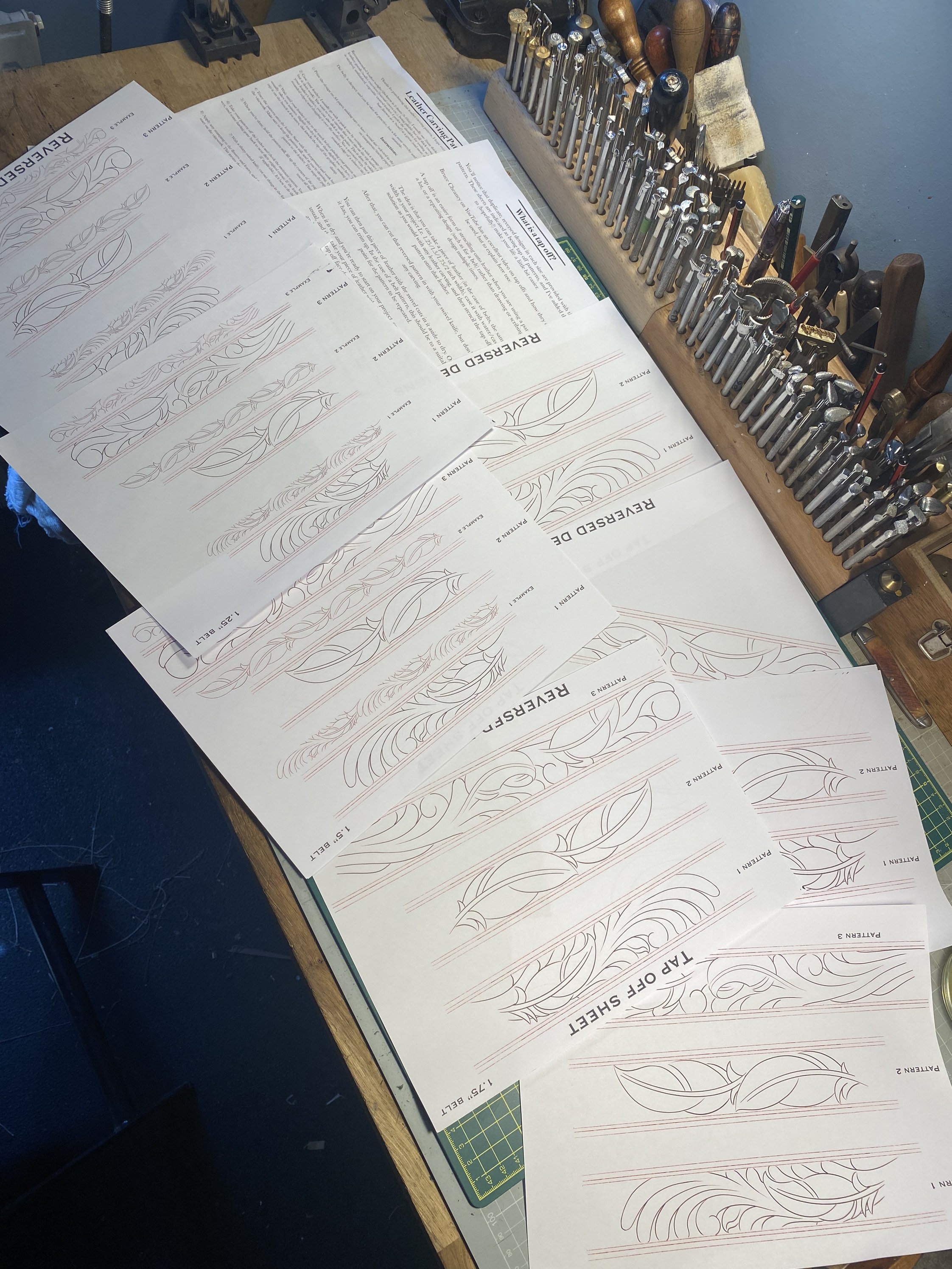 Leather Belt Tooling Patterns - Western Feather Design (PDF Digital ...