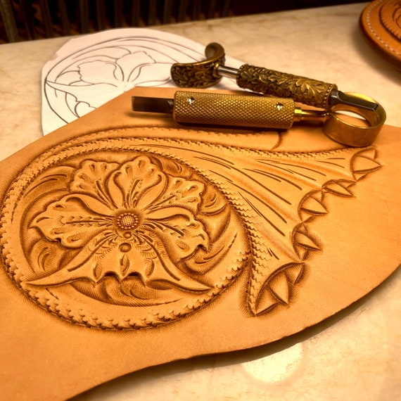 Leather Tooling / Carving Patterns / Stencils. Floral 'spout' Sheridan /  Western Leather Tooling Patterns. 2 Sizes. PDF Digital Download -   Canada