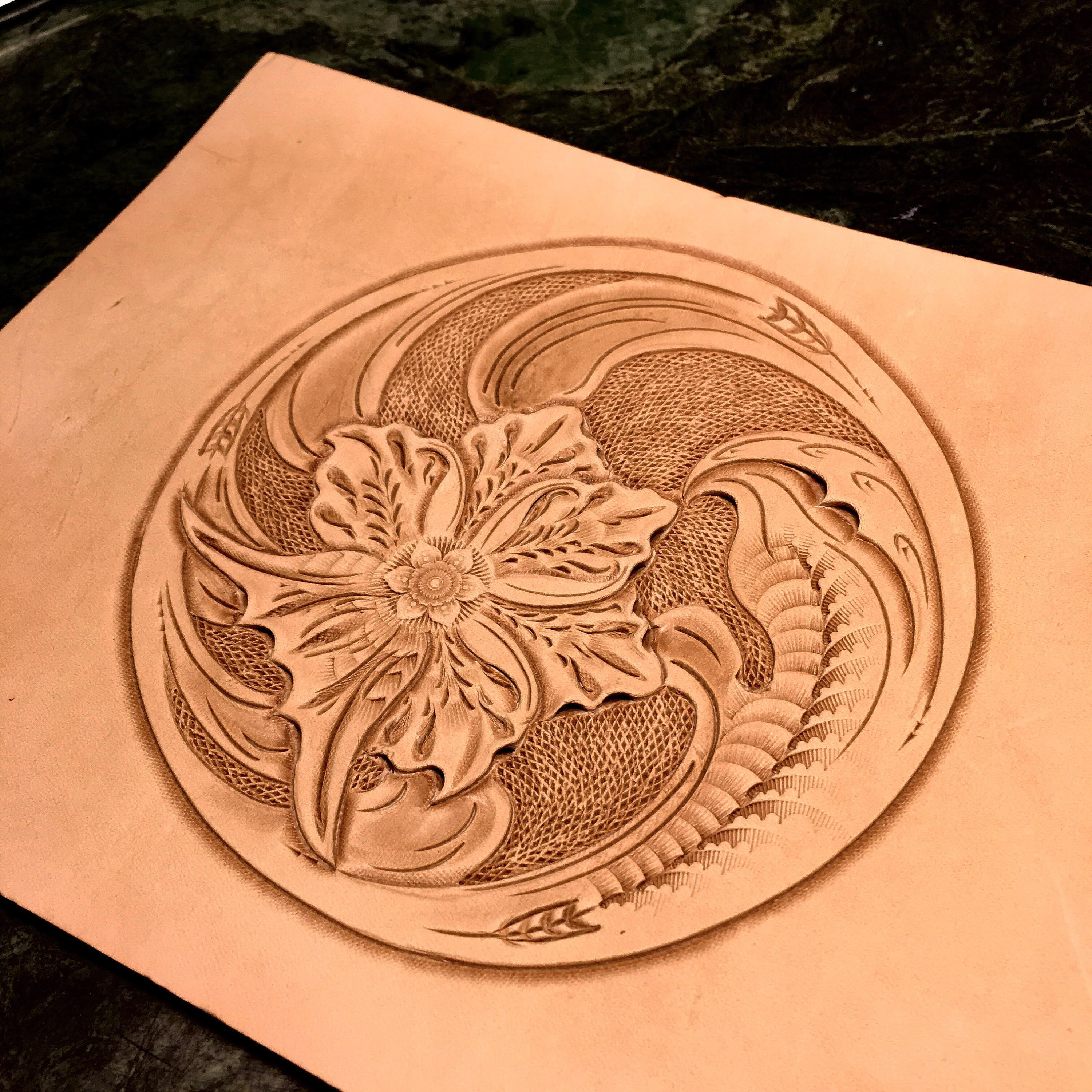 Leather Tooling / Carving Patterns / Stencils. Western Sheridan Flower