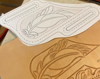 Pancake sheath 1. Leather tooling / carving Pattern / stencils. 1x feather pancake sheath. PDF digital download