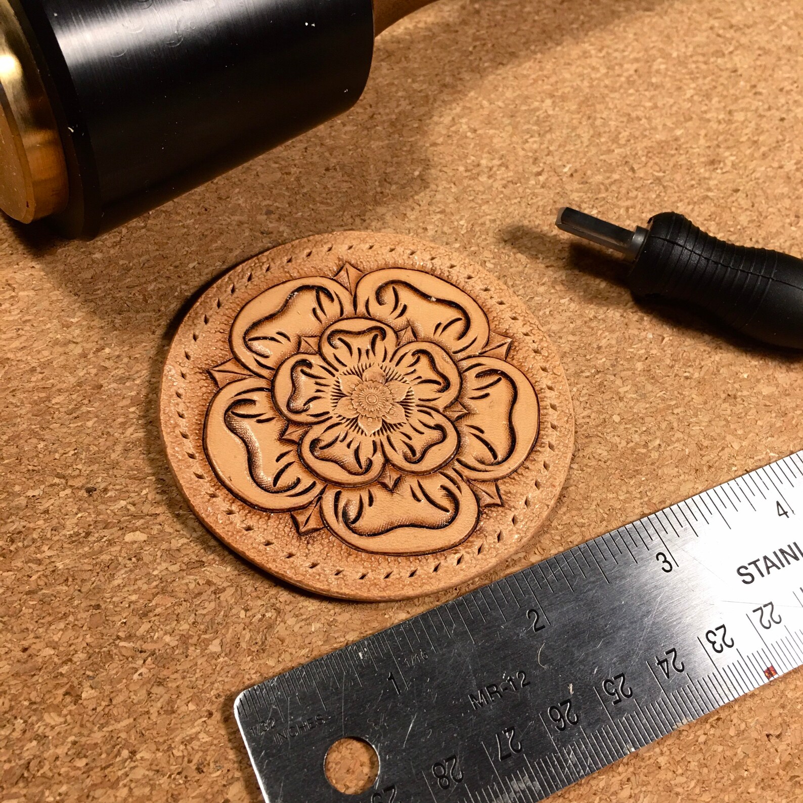 Hand Tooled Leather Sew on Patch. Bikers Patch. Tudor / Etsy