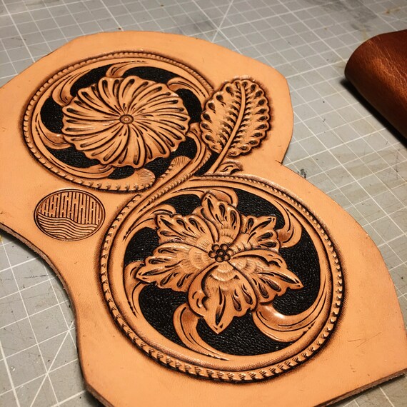 Leather carving / tooling pattern. Sheridan double flower. PDF | Etsy