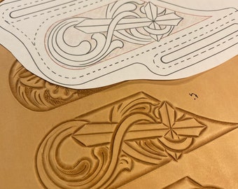 Pancake sheath 5. Leather tooling / carving Pattern / stencils. Cross and vinework pancake sheath. PDF digital download