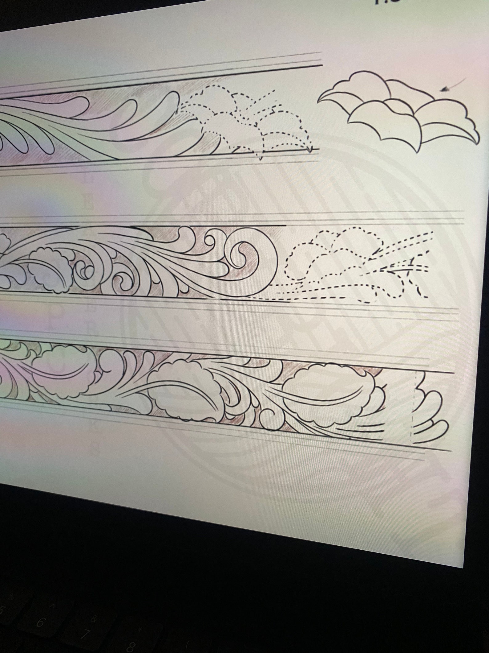 3x Leather Belt Tooling Patterns / Carving Pattern / Stencil. Floral ...