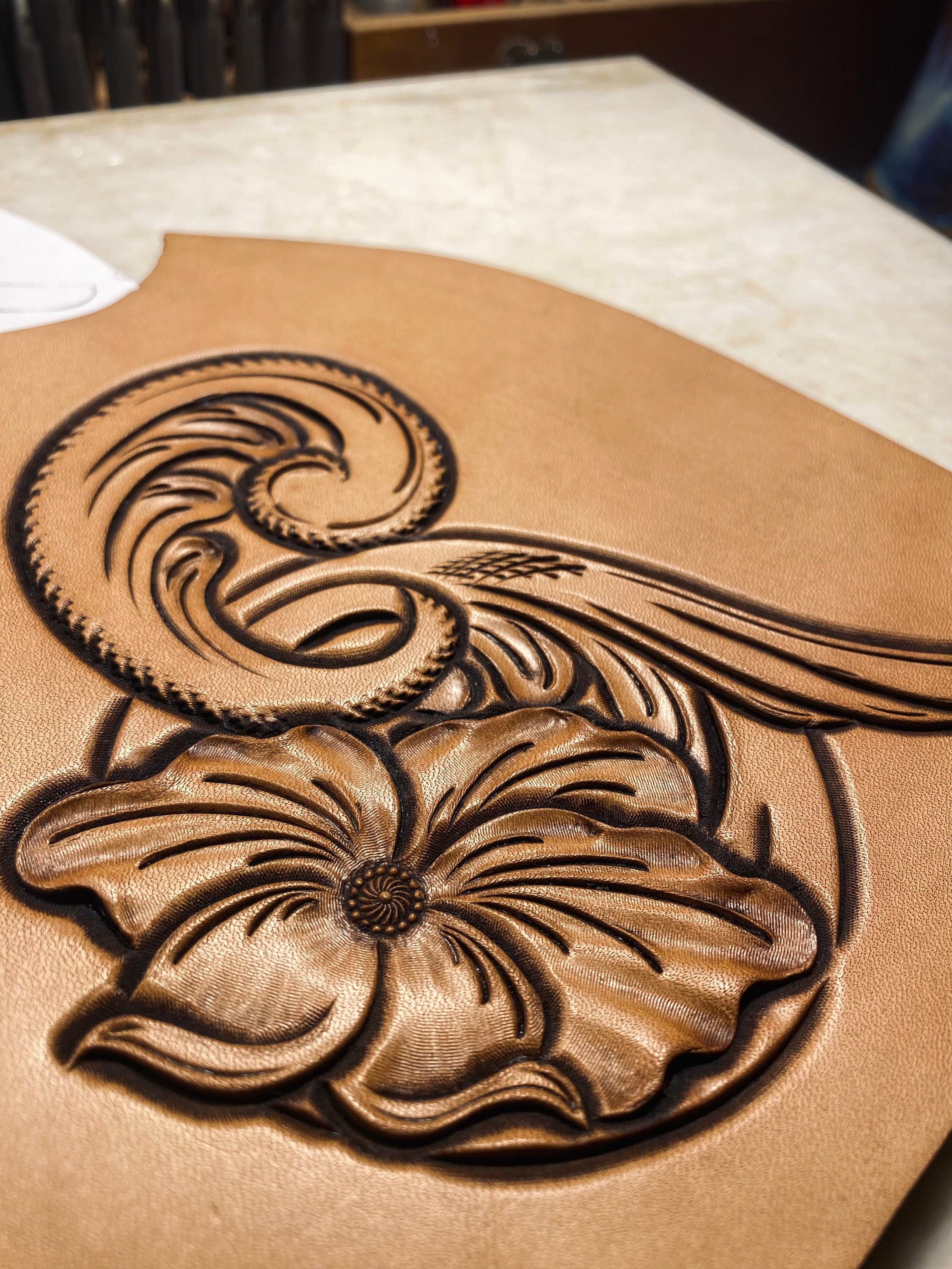 Leather Tooling / Carving Patterns / Stencils. Floral Corner Etsy