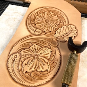Figure of eight. Leather tooling / carving Pattern / stencils. Figure of eight floral design. PDF digital download