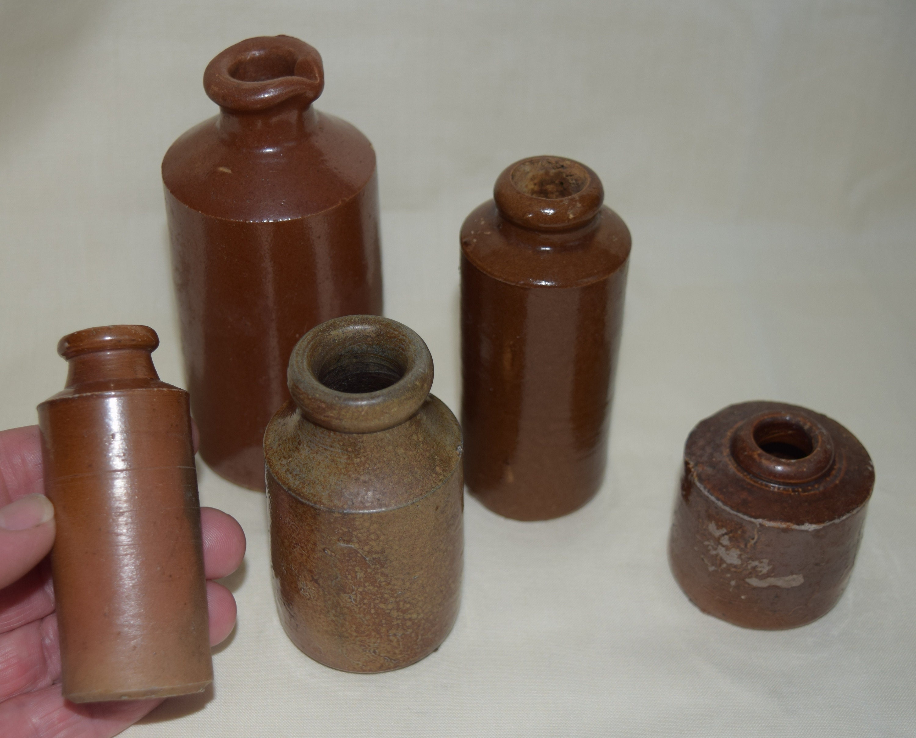 5 Vintage stoneware ink pots dug from old victorian bottle Etsy