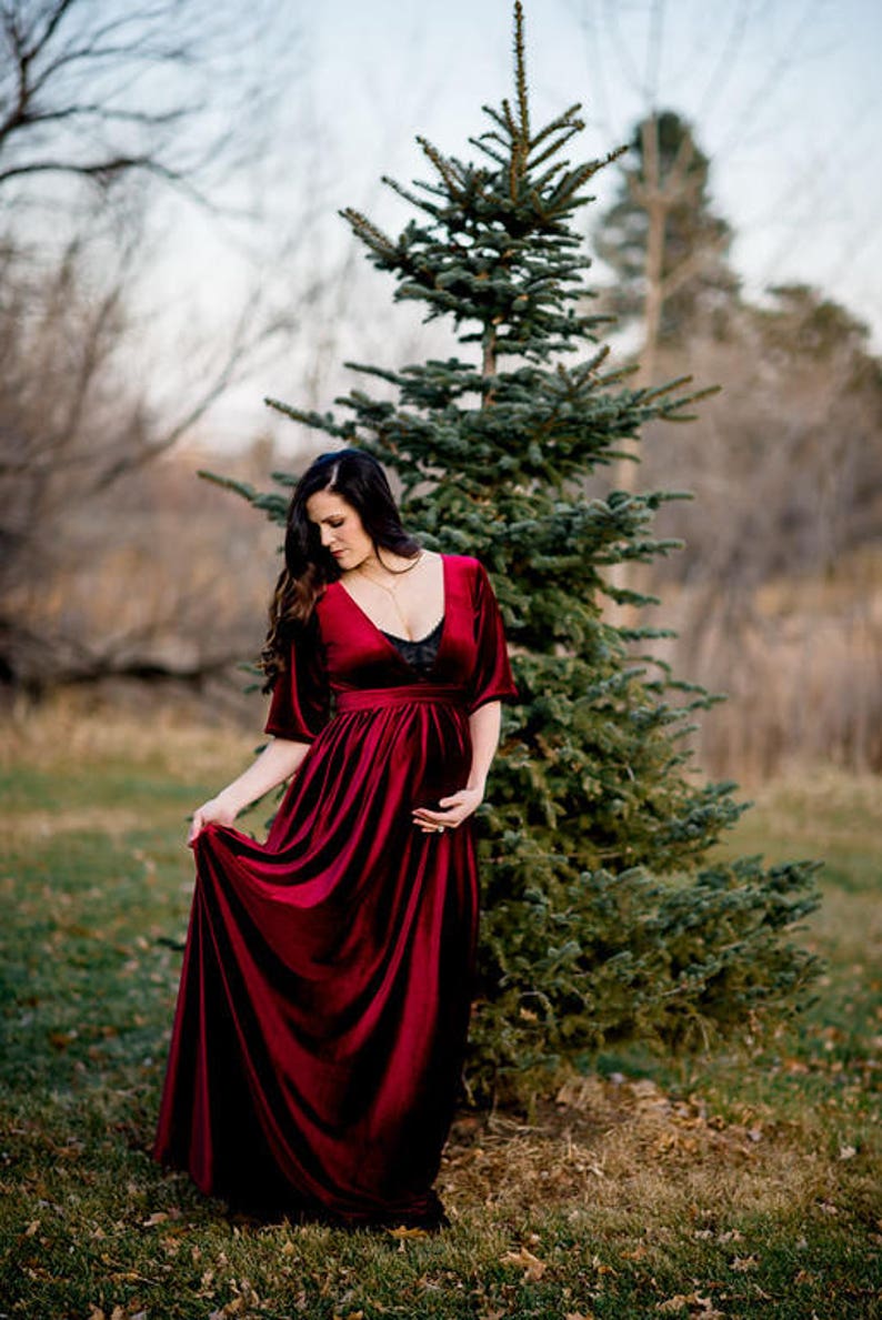 Velvet Maternity Dress for Photo Shoot Plus Size Velvet Etsy