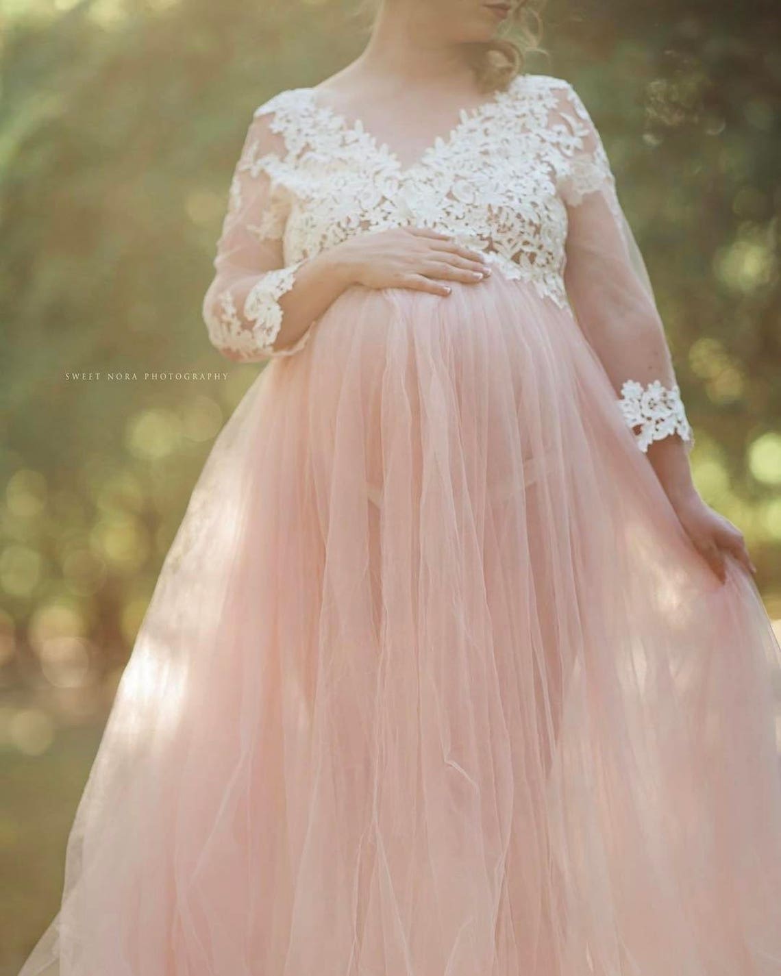 Pink Maternity Gown Lace Maternity Dress for Photo Shoot Etsy