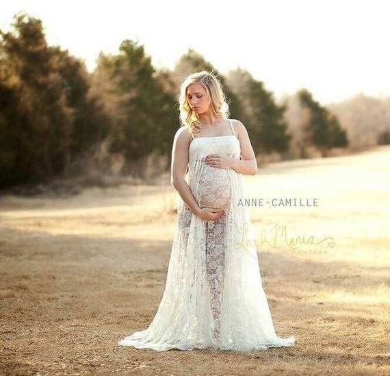 White Lace Maternity Dress For Photoshoot Bohemian Wedding Etsy
