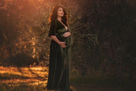 Velvet Maternity Dress Elbow Sleeve 