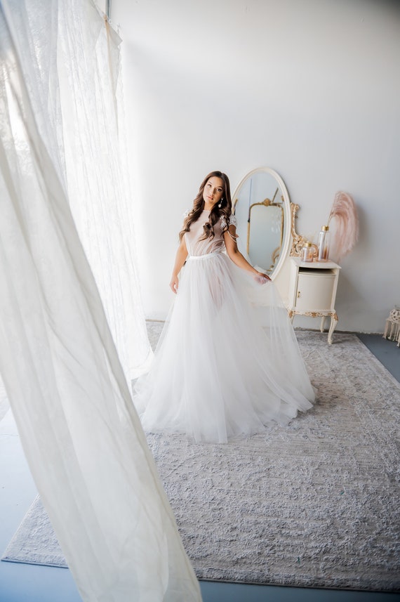 Floral Lace Dress Flower Lace Tulle Bridal Wedding Gown Etsy