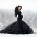 Black Maternity Dress for Photo Shoot, Pregnancy Gown, Black Lace Maternity Ball Dress 