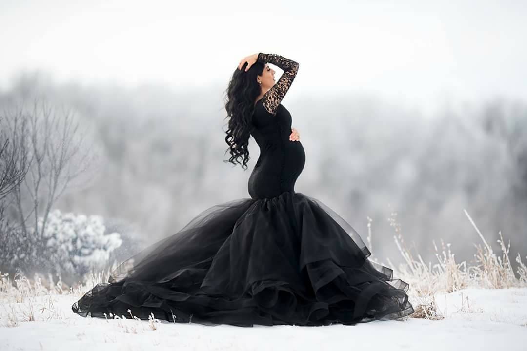 Black Maternity Dress for Photo Shoot ...