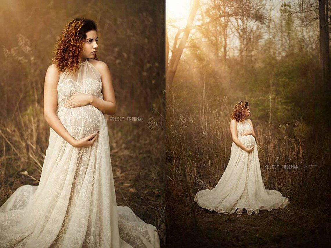 White Maternity Gown for Photoshoot White Lace Maternity Etsy