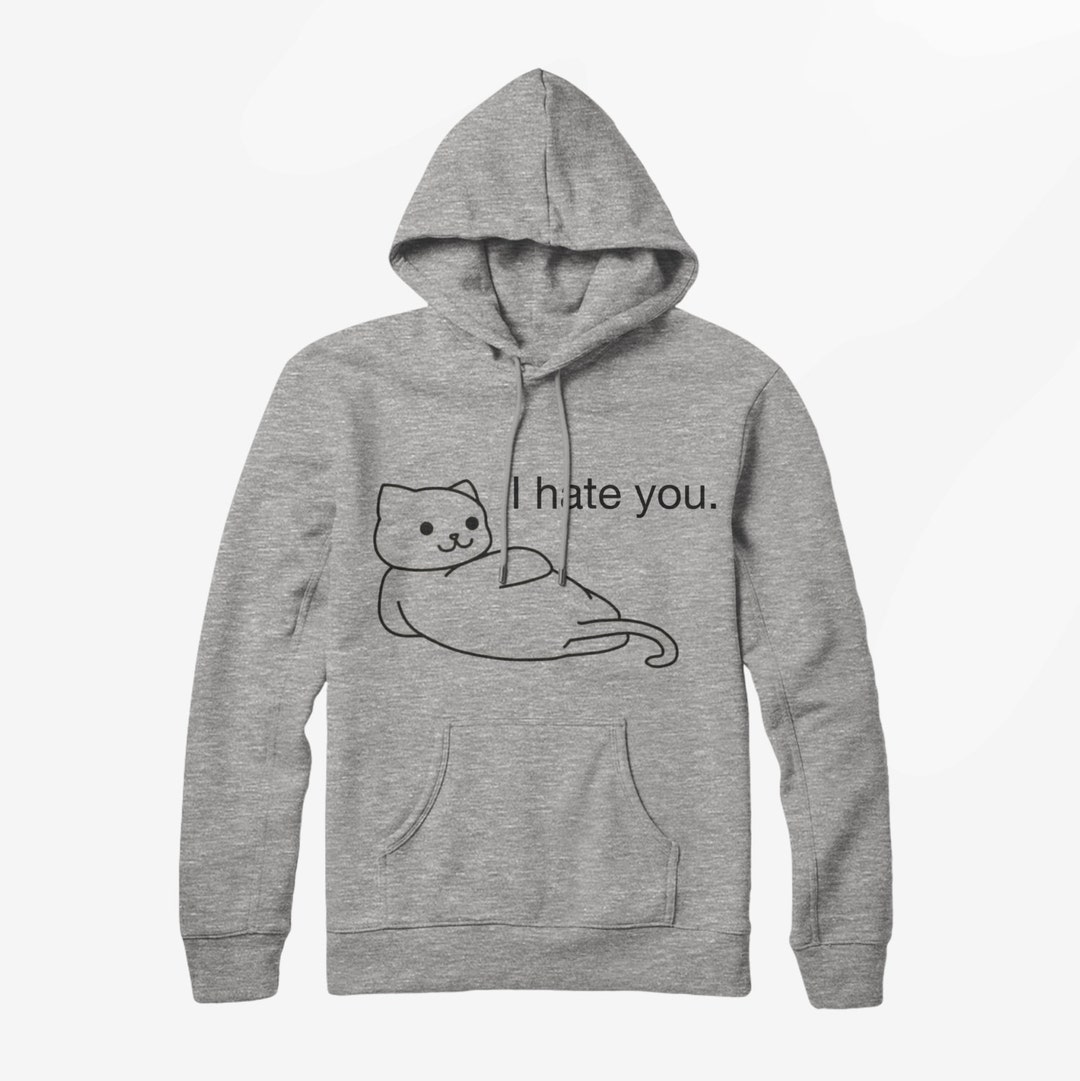 CAT I Hate You Hoodie Vintage Style Graphic Jumper Band - Etsy